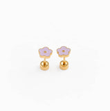 Pip Pop Post - Petite Flower Stud Earring - Hypoallergenic, Flat Back, Girl: Lilac / Pair
