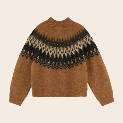 Emile et Ida Women Pullover ~ Caramel Jacquard