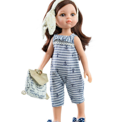 Las Amigas doll - Carol with stripped romper - Paola Reina