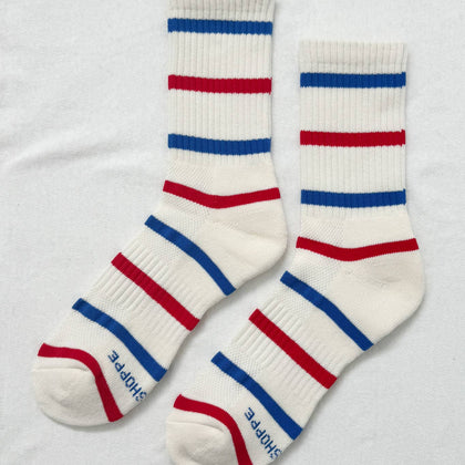 Le Bon Shoppe - Striped Boyfriend Socks: Red Blue Stripe