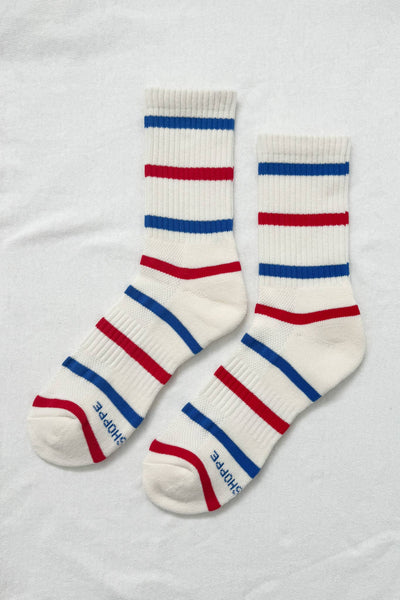 Le Bon Shoppe - Striped Boyfriend Socks: Red Blue Stripe