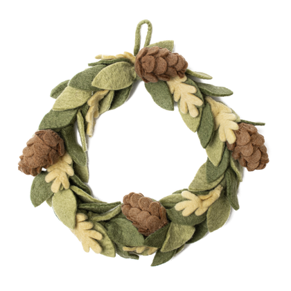 Global Goods Partners - Felt Pinecone Wreath: Default Title