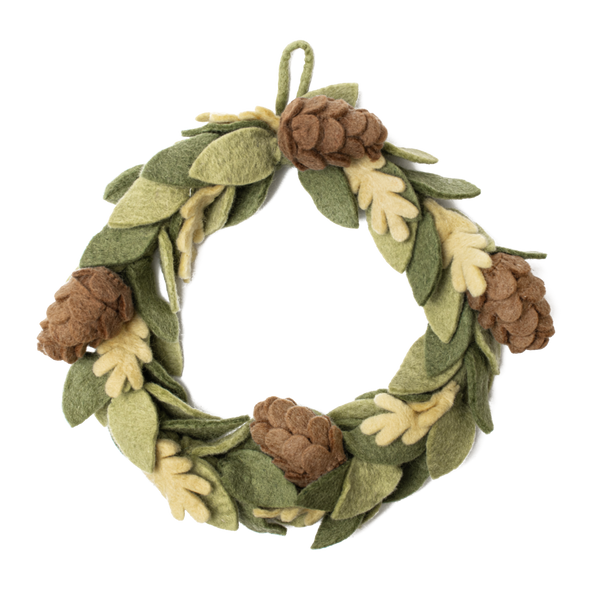 Global Goods Partners - Felt Pinecone Wreath: Default Title