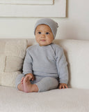Quincy Mae - Bailey Knit Sweater Heathered Dusty Blue: 12-18M