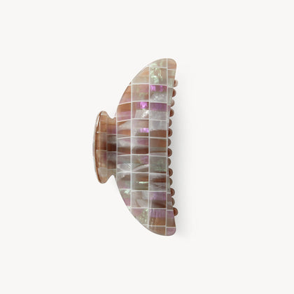MACHETE - Midi Heirloom Claw in Brown Shell Checker