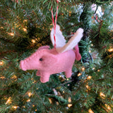 Ornaments 4 Orphans - Flying Pig Felt Wool Christmas Ornament