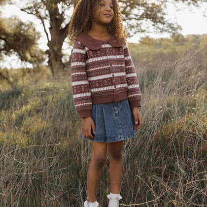 Rylee + Cru Fair Isle Cardigan ~ Mulberry Stripe