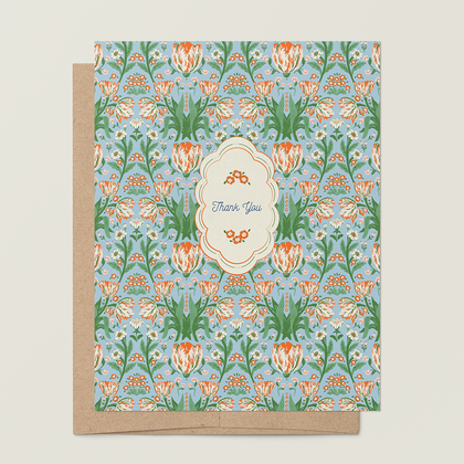 re:mused studio - Parrot Tulips Thank You-Blue A2 Greeting Card