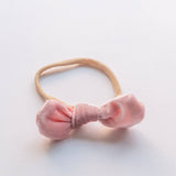 Tangle Shiny Stars - Velvet Bow Elastic Headband | 3 colors: Light Pink