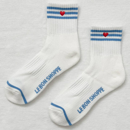 Le Bon Shoppe - Embroidered Girlfriend socks: Ivory + Heart