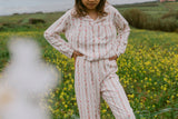 Sleepy Doe - GIRLS BLOUSE & WIDE TROUSER SET | FLORAL STRIPE: 3-4 Years