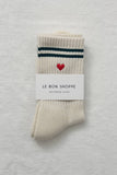 Le Bon Shoppe - Embroidered Boyfriend socks: Amour Pink + Heart