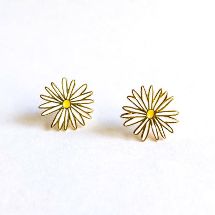 Jenny Lemons - 18k Gold Daisy Enamel Earrings