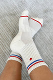 Le Bon Shoppe - Embroidered Boyfriend socks: Parchment + Heart