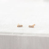 Kris Nations - Bar Dash Pave Stud Earrings: 18K Gold Vermeil / Crystal