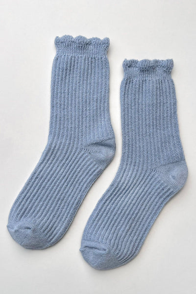 Le Bon Shoppe - Linen Scallop Socks - (wholesale): Pale Blue