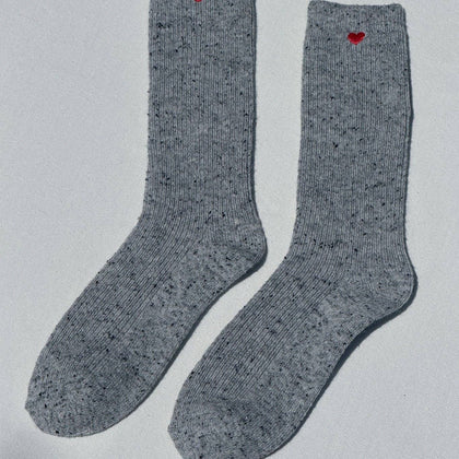 Le Bon Shoppe - Embroidered Snow Socks (wholesale): COOKIES AND CREAM + HEART