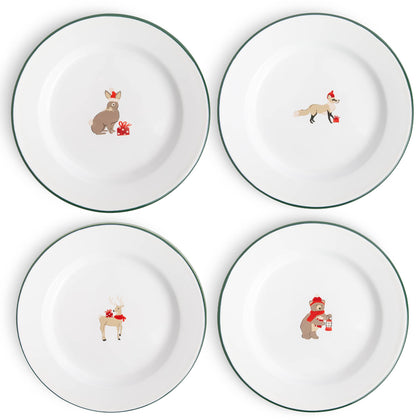 Crow Canyon Home - Helmsie x CCH Holiday Enamelware Flat Salad Plates, Set of 4