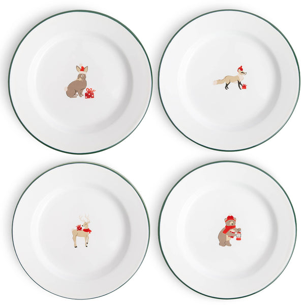 Crow Canyon Home - Helmsie x CCH Holiday Enamelware Flat Salad Plates, Set of 4