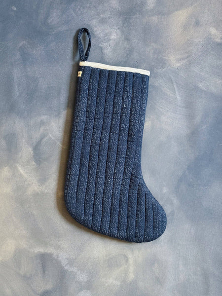 Bliss and Mischief - Quilted Stocking, Calico Stripe Blue