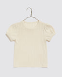 Little Cottons Pointelle Tee ~ Buttermilk