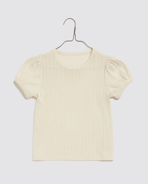 Little Cottons Pointelle Tee ~ Buttermilk