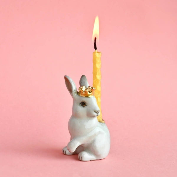 Camp Hollow Porcelain Animal Treasures - Royal White Rabbit Cake Topper