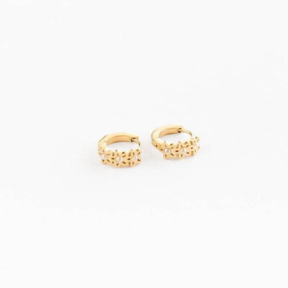 Pip Pop Post - Daisy Hoop Earrings - Hypoallergenic, Flat Back, Girl Gift