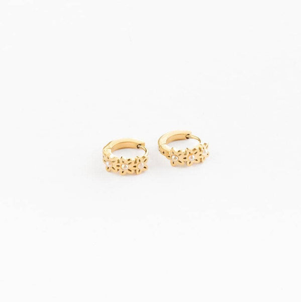 Pip Pop Post - Daisy Hoop Earrings - Hypoallergenic, Flat Back, Girl Gift