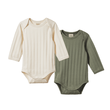 Nature Baby - 2 Pack Derby Bodysuit Long Sleeve: 3-6M