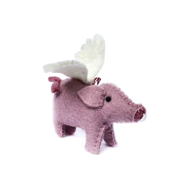 Ornaments 4 Orphans - Flying Pig Felt Wool Christmas Ornament