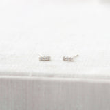Kris Nations - Bar Dash Pave Stud Earrings: 18K Gold Vermeil / Crystal