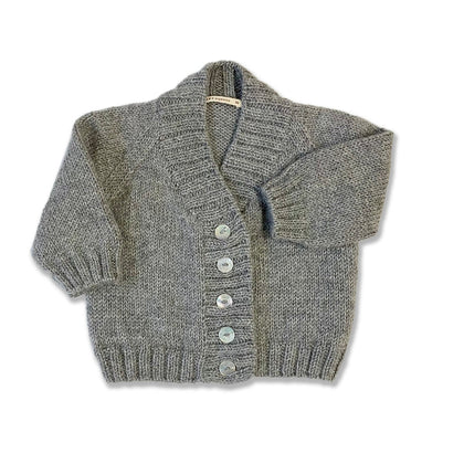 Tane Organics High V-Neck Cardigan in Baby Alpaca ~ Frost