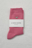 Le Bon Shoppe - Embroidered Her Socks - Pink Water + Heart