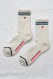 Le Bon Shoppe - Embroidered Boyfriend socks: Amour Pink + Heart