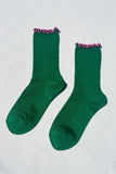Le Bon Shoppe - Ruffled Modal Socks Spinach w/ Pink
