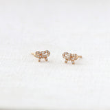 Kris Nations - Bow with Crystals Stud Earrings: 18K Gold Vermeil