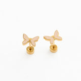 Pip Pop Post - Enamel Butterfly Stud Earrings - Hypoallergenic, Flat Back: Blush