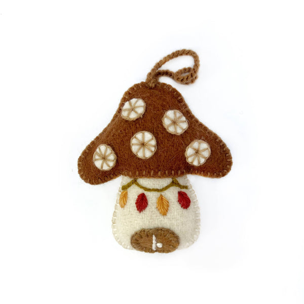 Ornaments 4 Orphans - Mushroom House Embroidered Wool Christmas Ornament