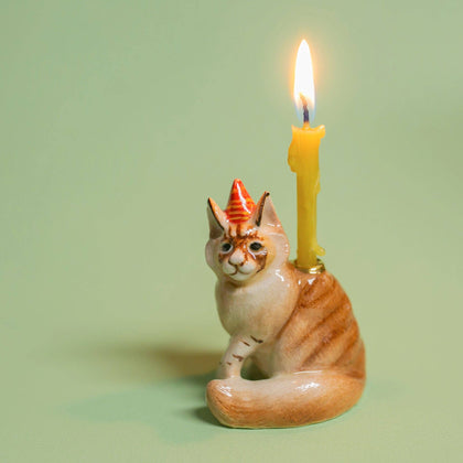 Camp Hollow Porcelain Animal Treasures - Maine Coon Cat Cake Topper