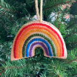 Ornaments 4 Orphans - Rainbow Embroidered Wool Christmas Ornament: Muted Pastel