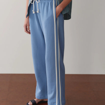 Donni The Eco-Terry Stripe Crop Pant ~ Cornflower