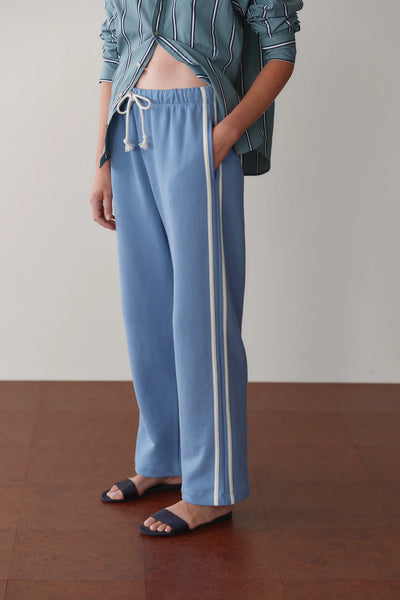 Donni The Eco-Terry Stripe Crop Pant ~ Cornflower
