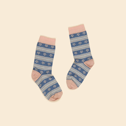 Apolina Alpine Floral Ankle Sock - Dried Rose/Lake