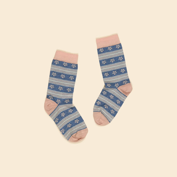 Apolina Alpine Floral Ankle Sock - Dried Rose/Lake