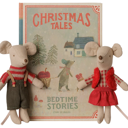 Maileg Christmas Mouse Little Sister & Brother in Book