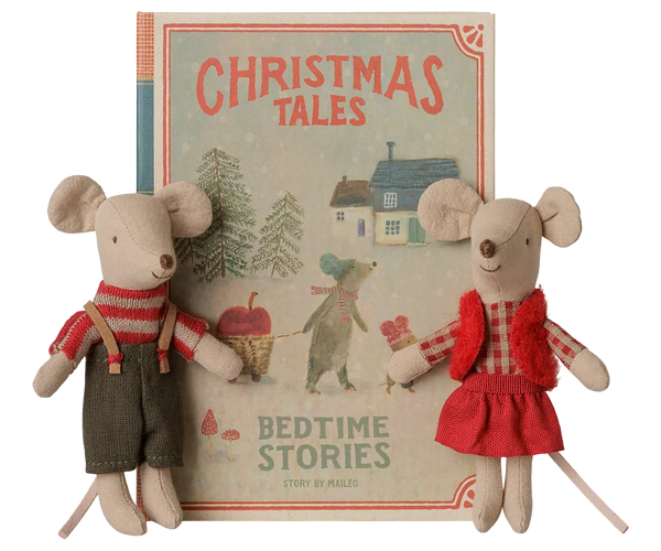 Maileg Christmas Mouse Little Sister & Brother in Book