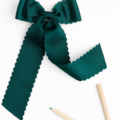 Winn and William - Scalloped Long-tail Bow: Forest Green / Medium