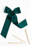 Winn and William - Scalloped Long-tail Bow: Forest Green / Medium