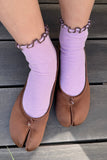 Le Bon Shoppe - The Petite Ruffled Modal Socks ~ SOFT WHITE / NAVY